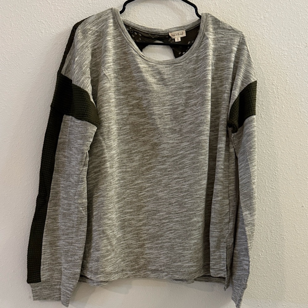 Hem & Thread Olive Lace Accent Top - Picture 2 of 5